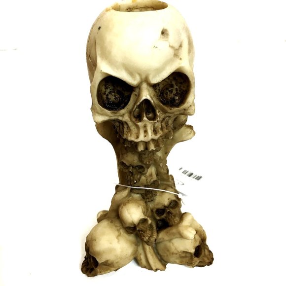 Skull stack Candle Holder Halloween 5.5" - Picture 1 of 9